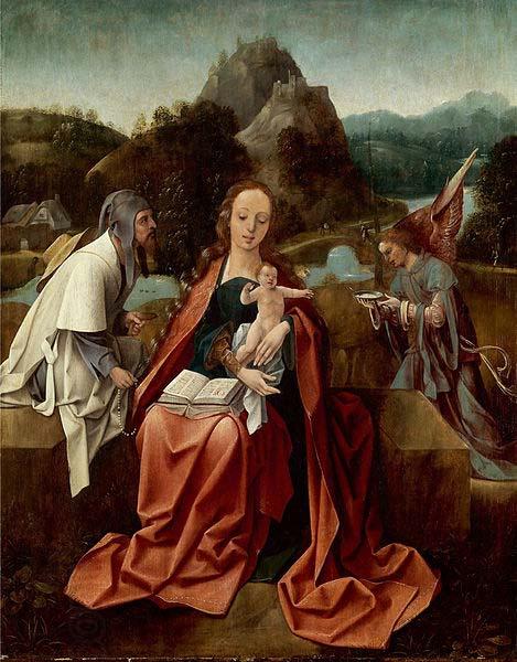 Attributed to Jan de Beer Madonna and Child with a pilgrim and an angel China oil painting art